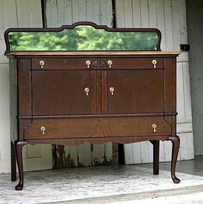 Vintage Buffet With Mirror and Antiqued Top