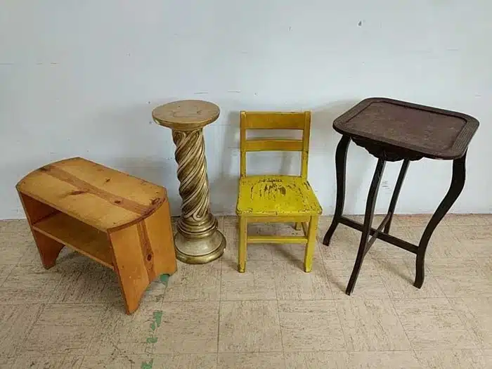 lot of small furniture items from the auction