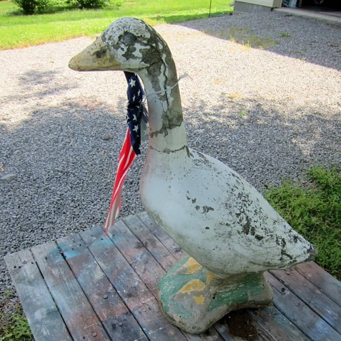 vintage concrete goose lawn statue