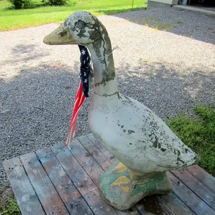 vintage concrete goose lawn statue