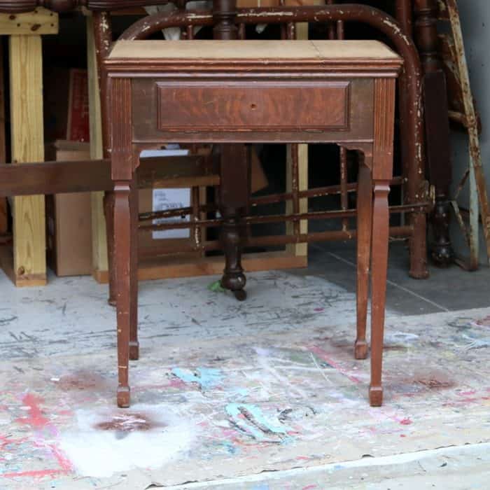 sewing machine cabinet to paint and decoupage