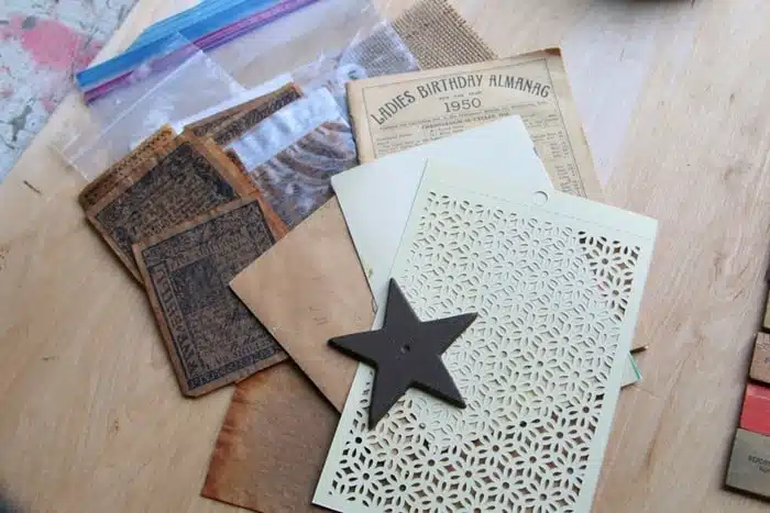 cutting a star from aged paper for the flag