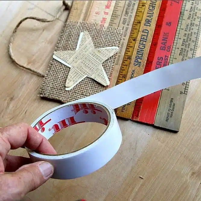 double sided tape to adhere paper star to rustic flag