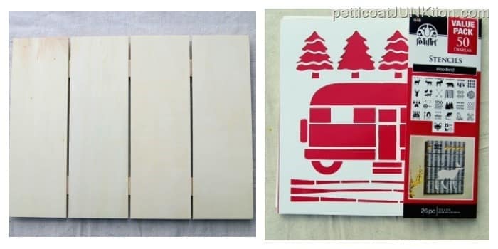 Woodland FolkArt Value Pack stencils and wood sign