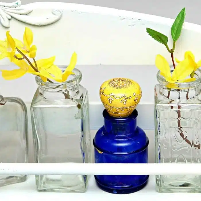 collectible blue glass bottles to display flowers