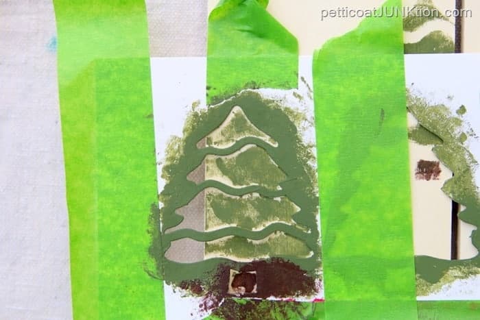green tree stenciled