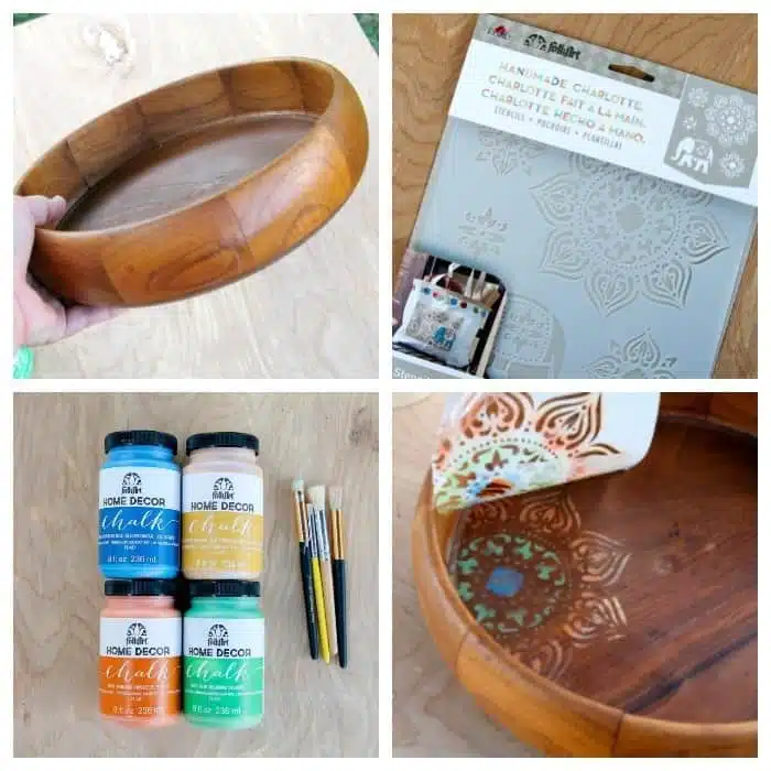 how to stencil a wood bowl