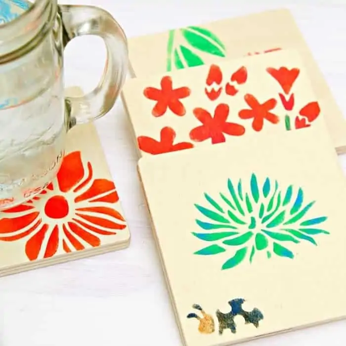 Stenciled Wood Coasters Make Great Gifts