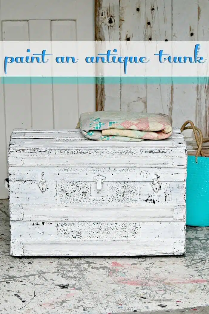 In this post I teach you how to distress a painted antique trunk to showcase all the beautiful details. It's okay to paint antique furniture and distressing the paint adds character.