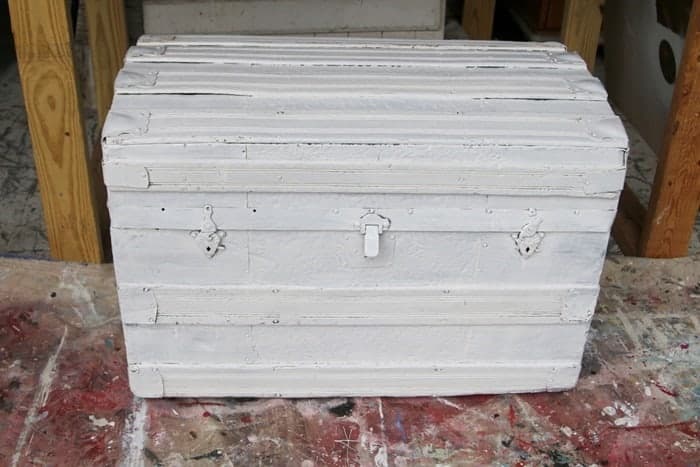 antique trunk painted white