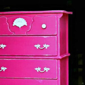 guy furniture to girl furniture with paint, new drawer pulls, and new decal