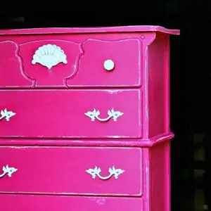 guy furniture to girl furniture with paint, new drawer pulls, and new decal