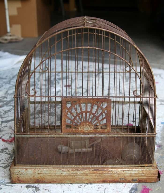 Antique Crown Bird Cage With Stand 