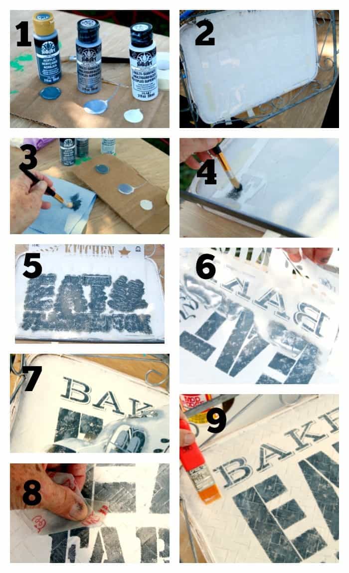 how to stencil a serving tray