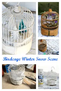 DIY Wood Bird Cage Winter Snow Scene