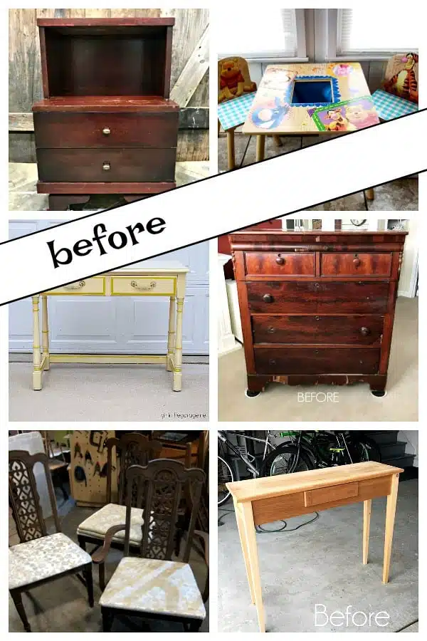 Furniture photos before paint makeovers by the Furniture Fixer Uppers