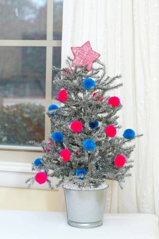 Holiday Lane Tinsel Pom Pom Tree Pick Ornament 