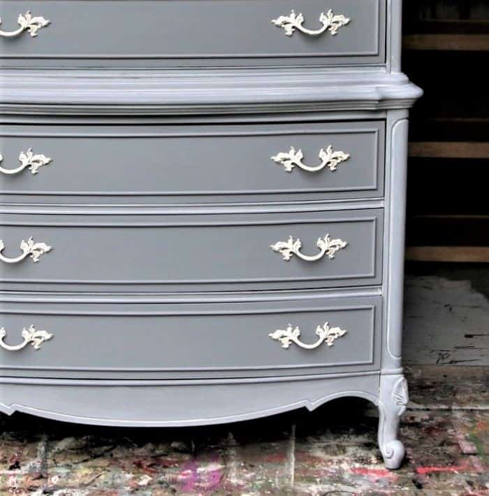 How To Paint A Gray Chest Of Drawers and white wash the gray paint