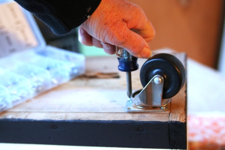 adding casters to a wood box