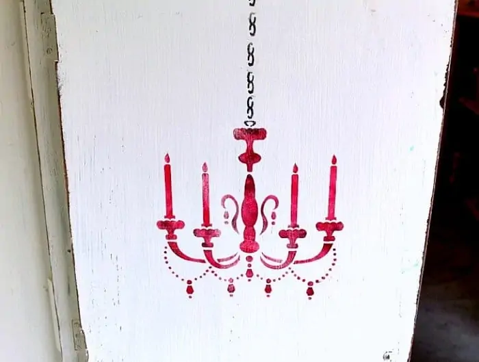 Stenciled Chandelier Dresses Up A Painted Wardrobe