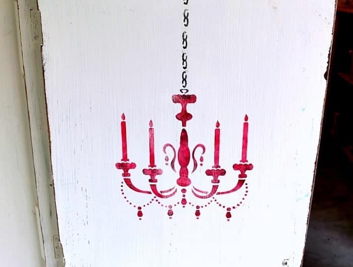 how to stencil a fancy chandelier on furniture