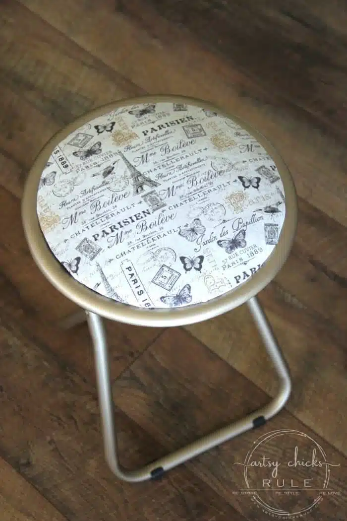 Frenchy-Stool-Makeover-with-Spray-Paint-Fabric-4-artsychicksrule