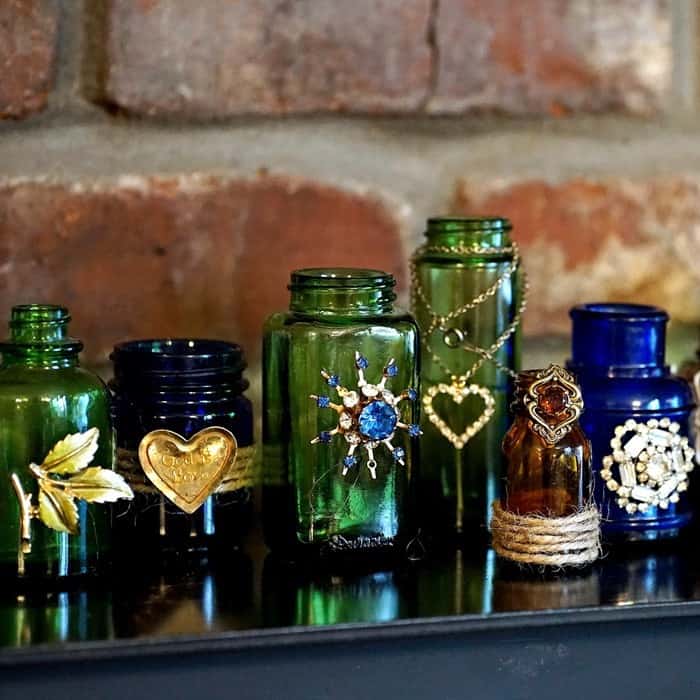 How To Decorate Glass Jars Using Jewelry