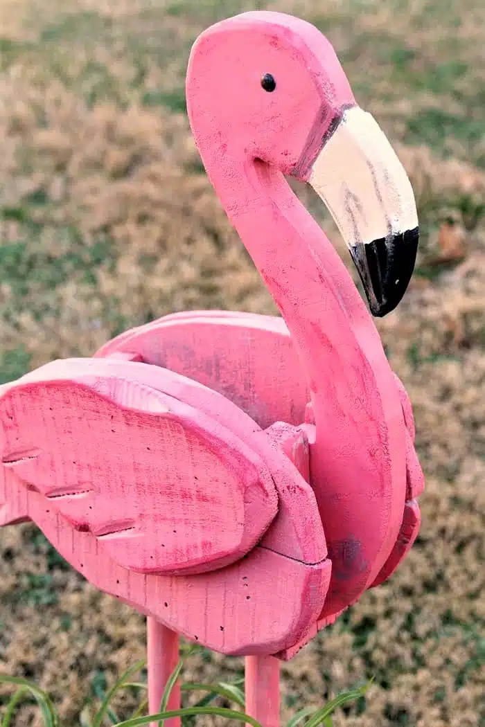 how to remake and repaint a wood pink flamingo planter