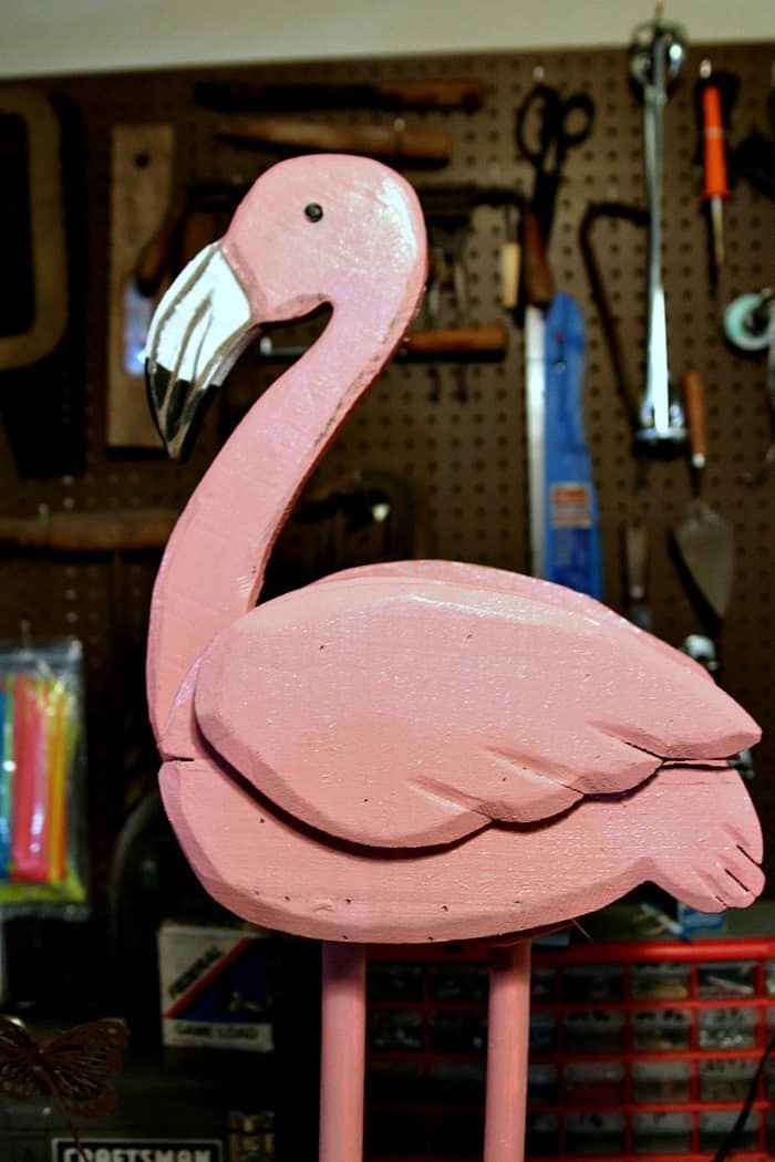 painting a pink flamingo