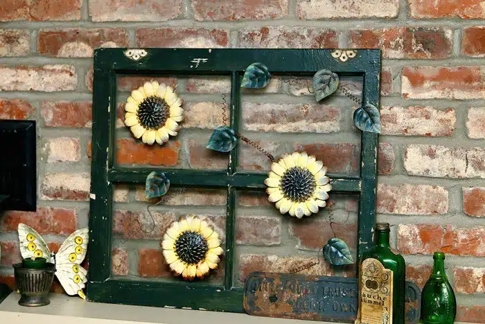 Repurpose Old Windows decorating them with junk finds