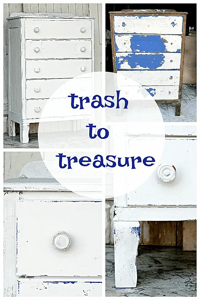 trash to treasure coastal style white furniture makeover