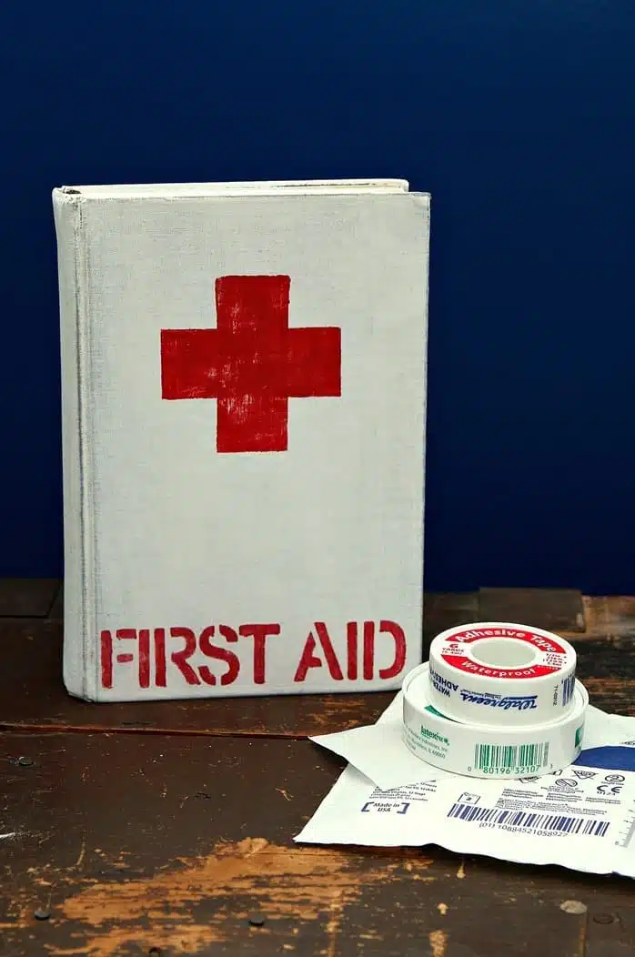 How To Paint A Book To Look Like A Vintage Red Cross First Aid Book