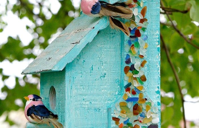 DIY Sea Glass Birdhouse Idea
