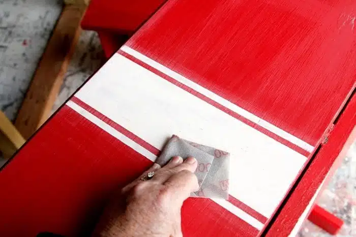 distressing painted furniture, How To Paint Stripes On A Table
