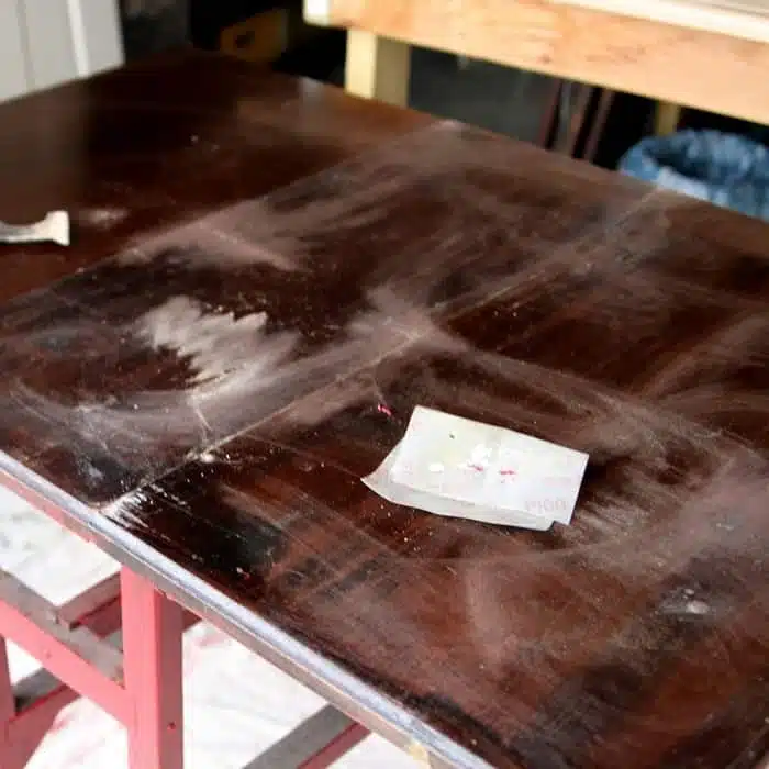 prepping a table for painting