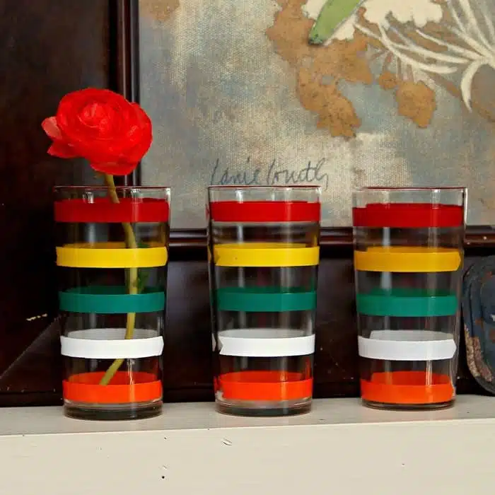 vintage dring glasses with bold stripes for home decorating