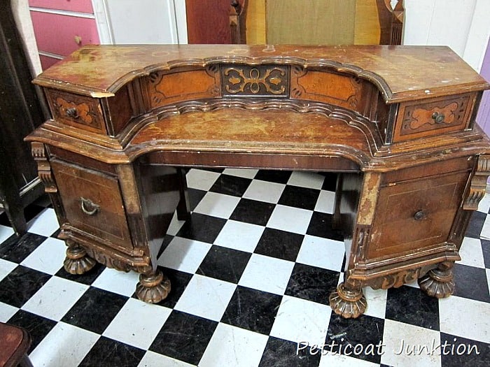 vintage wood dresser for paint makeover