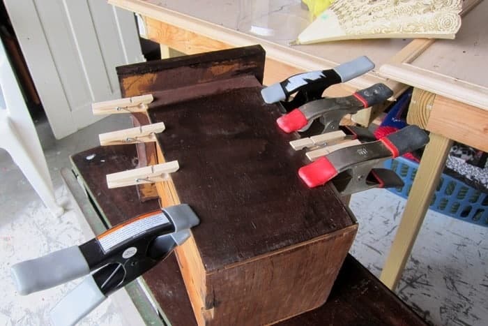 wood glue and clamps to repair furniture drawer