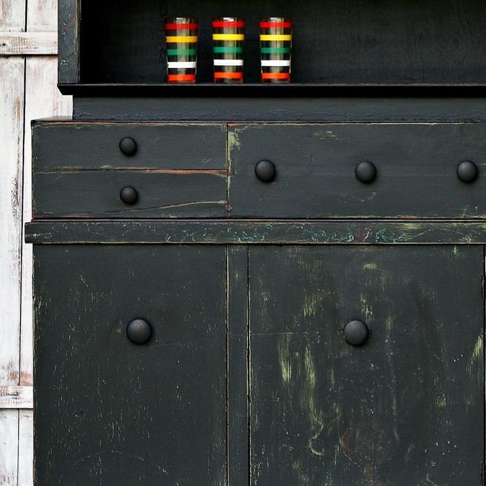 Black Farmhouse Style Hutch painted and distressed