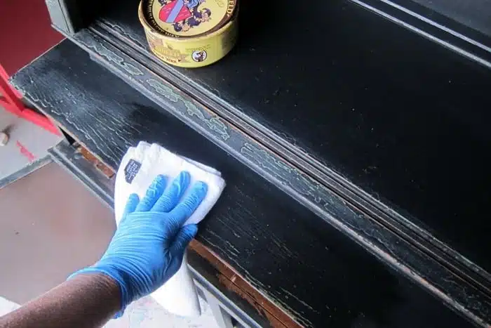 apply dark wax to painted furniture 