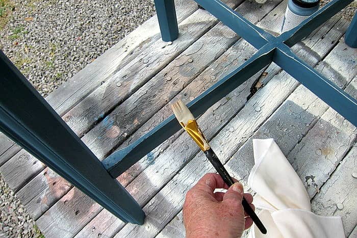 apply wax to table legs