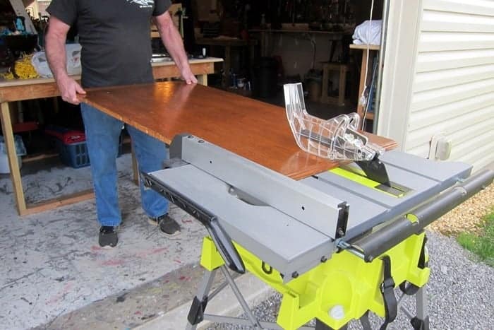 cutting a replacement shelf for a china hutch