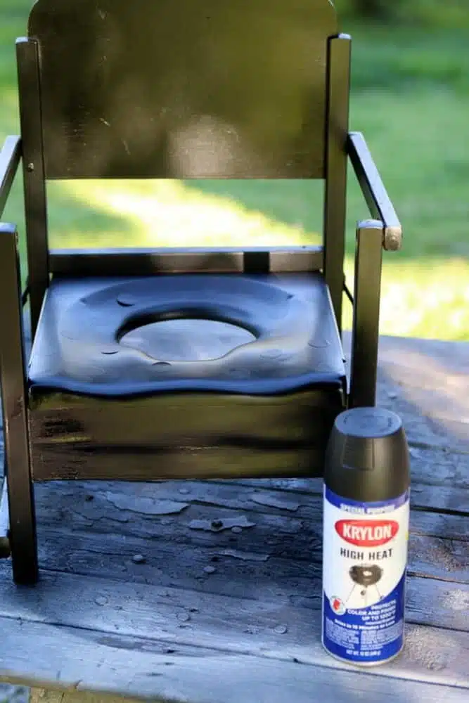 spray paint a wood potty chair and turn it into a planter