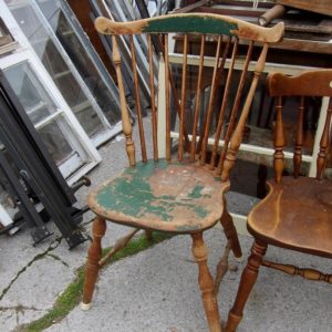 green Windsor chair with chippy green paint