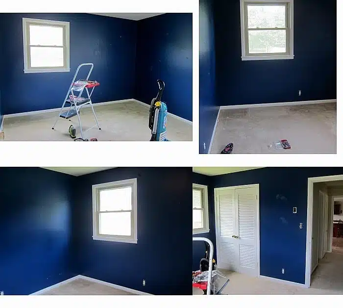 blue bedroom ready for makeover