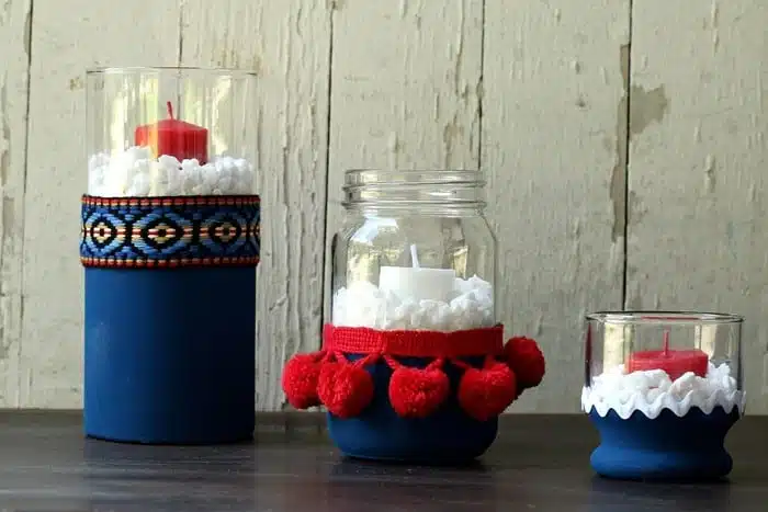 decorate with red white and blue candle holders