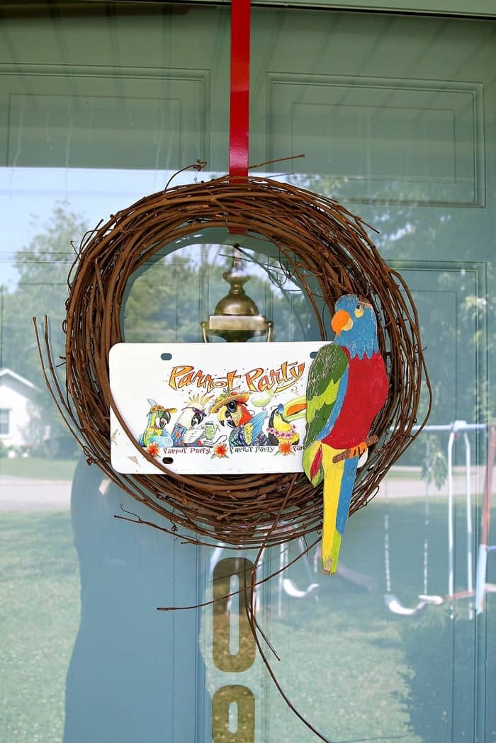 DIY Parrot Head Wreath Decoration for Jimmy Buffett fans