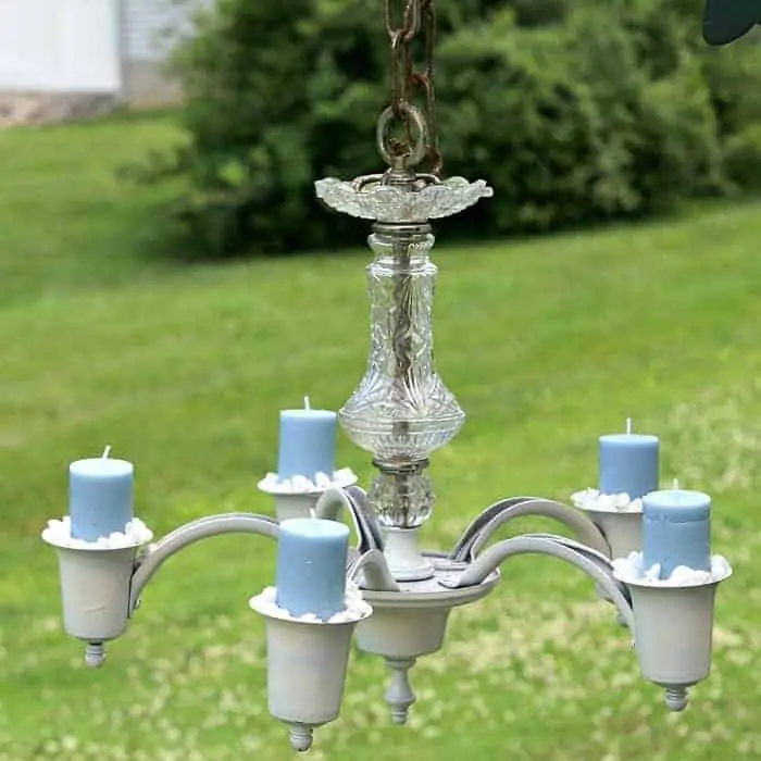 Repurpose An Old Chandelier Into A Hanging Candle Holder