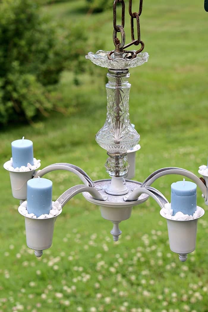 Repurpose An Old Chandelier Into A Hanging Candle Holder