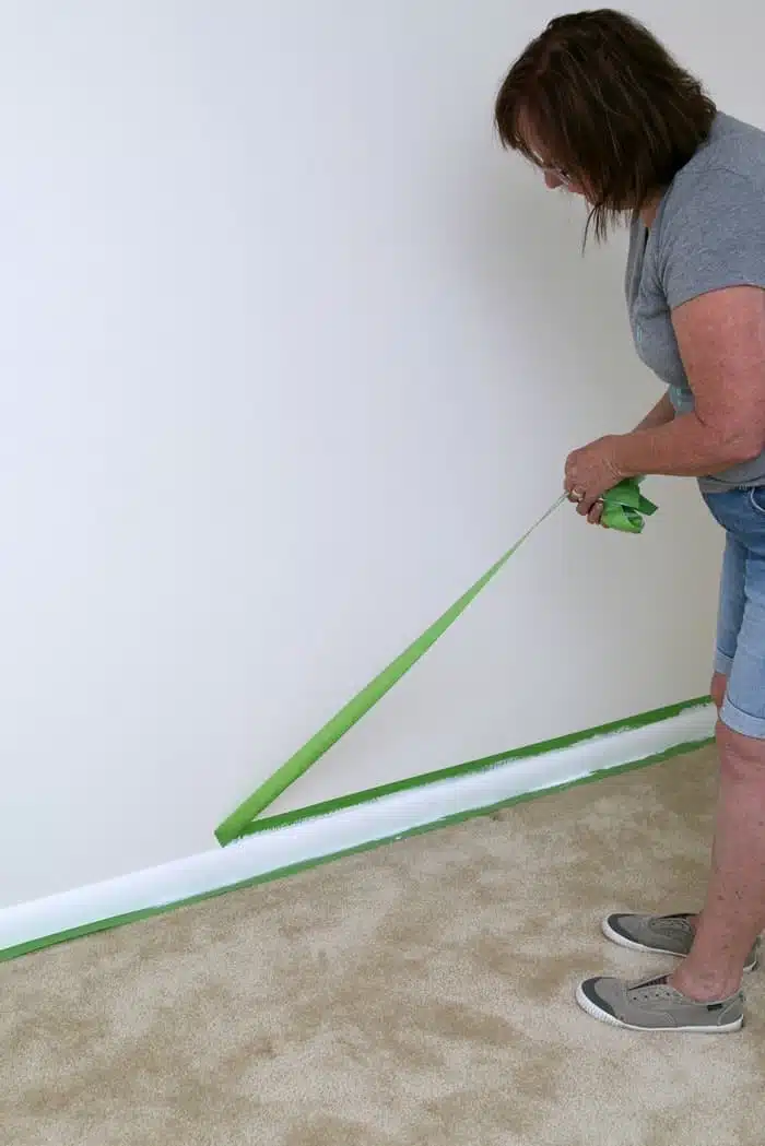 guest bedroom makeover using FrogTape and white paint